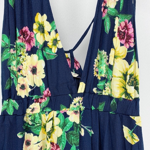 Navy Floral Print Strappy Open Back Maxi D… - Picture 9 of 9